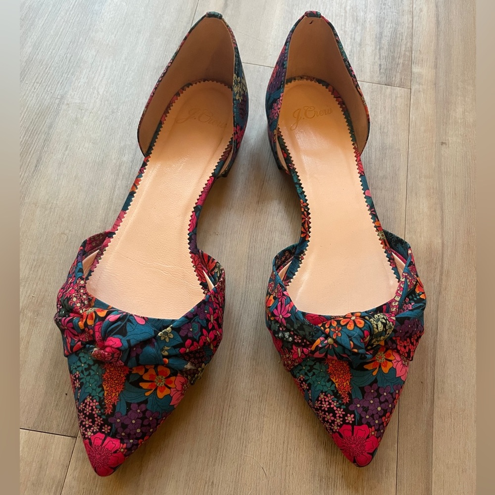 Floral J.Crew Dorsay Pointed Toe Flats Size 7 Like New